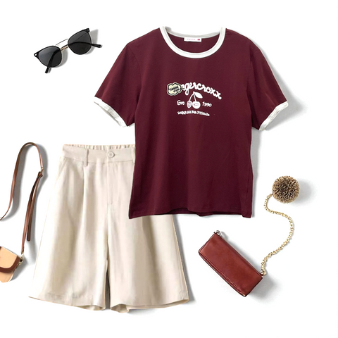 Patch Women Clothes Casual Round Neck Short Sleeve T-Shirt