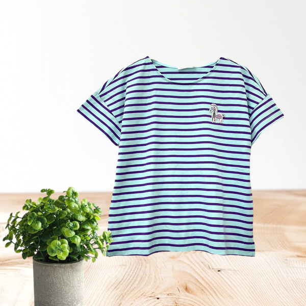Patch Women Clothes Casual Short Sleeve T-Shirt Striped