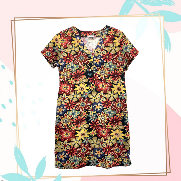 Patch Ladies Short Sleeve Linen Dress