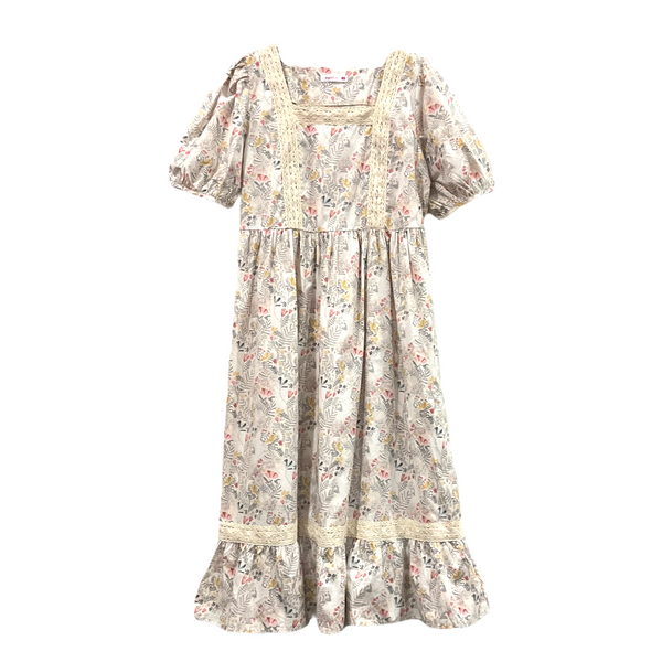 Patch Casual Short Sleeve Long Printed Dress