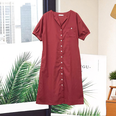 Patch Casual V Neck Short Sleeve Dress