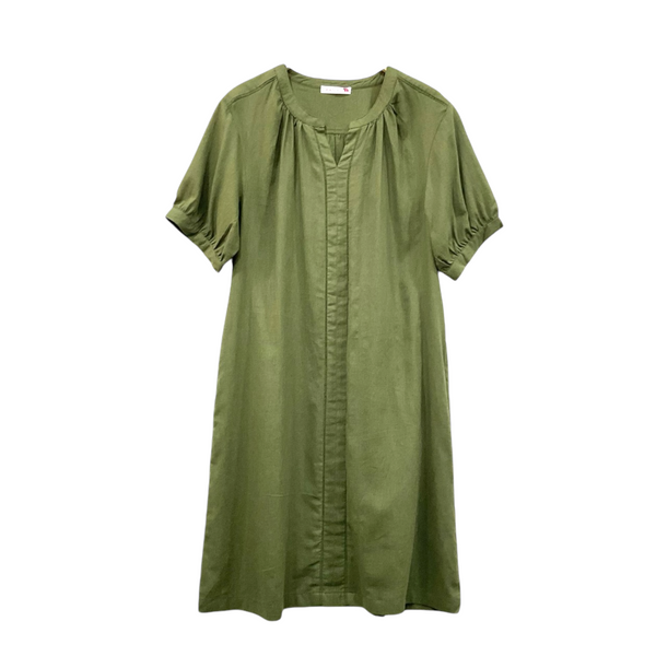 Patch Casual Short Sleeve Cotton Linen Dress