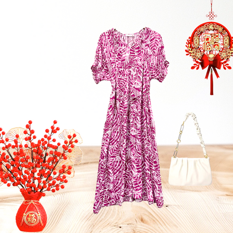 Patch Casual Cotton Printed Long Dress