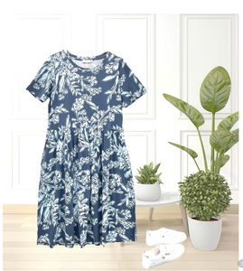 Patch Women's Short Sleeve Round Neck Floral Printed Dress