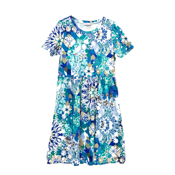 Patch Women's Short Sleeve Round Neck Floral Printed Dress