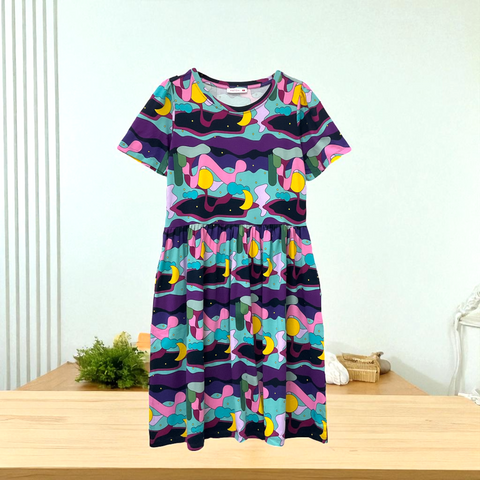 Patch Women's Short Sleeve Round Neck Floral Printed Dress
