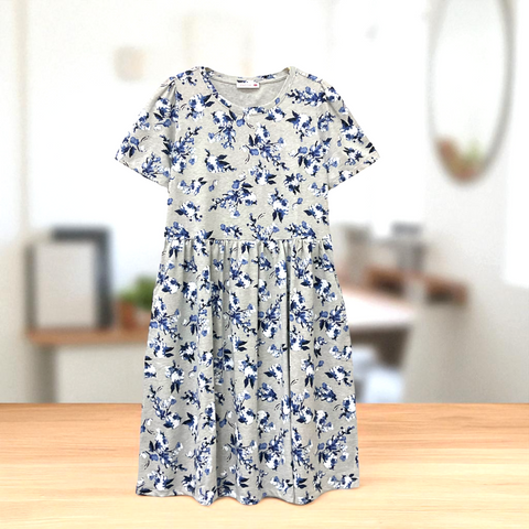 Patch Women's Short Sleeve Round Neck Floral Printed Dress