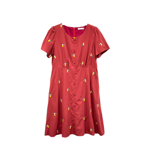 Patch Casual Dress Short Sleeve Round Neck With Pocket