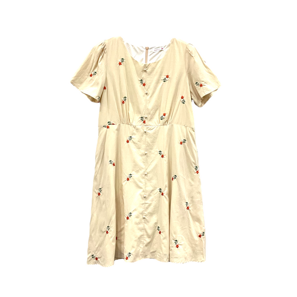 Patch Casual Dress Short Sleeve Round Neck With Pocket