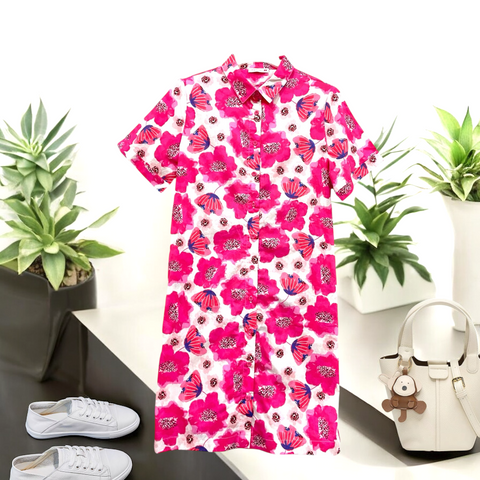 Patch Casual Cotton Printed Dress