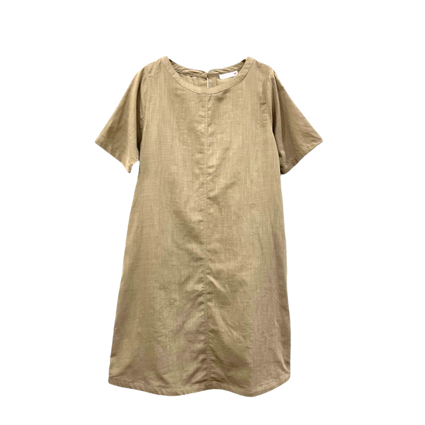 Patch Casual Dress Short Sleeve Round Neck With Pocket
