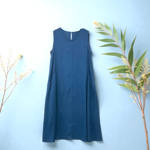 Patch Women Sleeveless Cotton Linen Dress