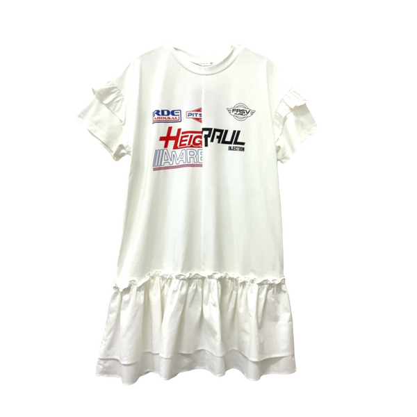 Patch Casual Round Neck Short Sleeve Dress