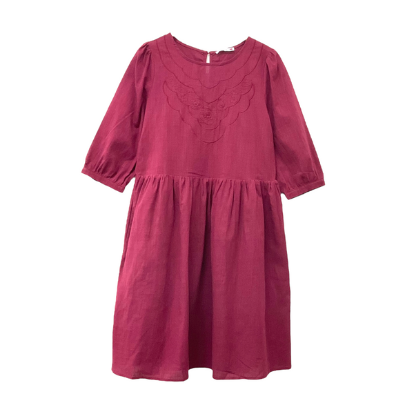 Patch Casual Round Neck Cotton Linen Dress