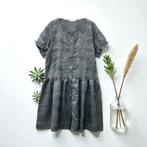 Patch Casual Round Neck Short Sleeve Dress