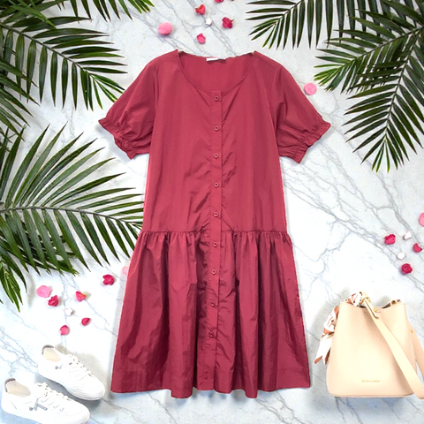 Patch Casual Round Neck Short Sleeve Dress