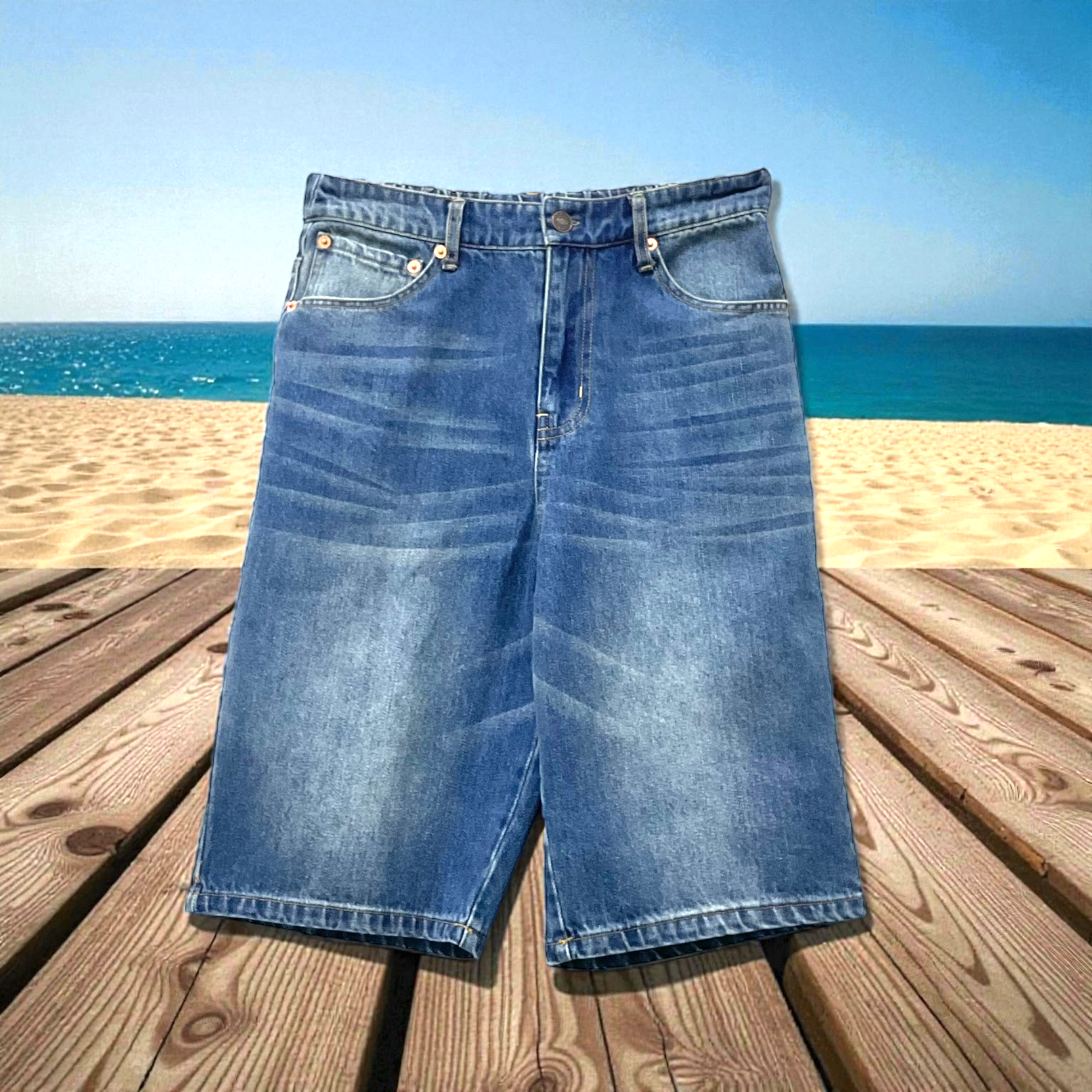 Patch Women Elastic Waist Denim Pants