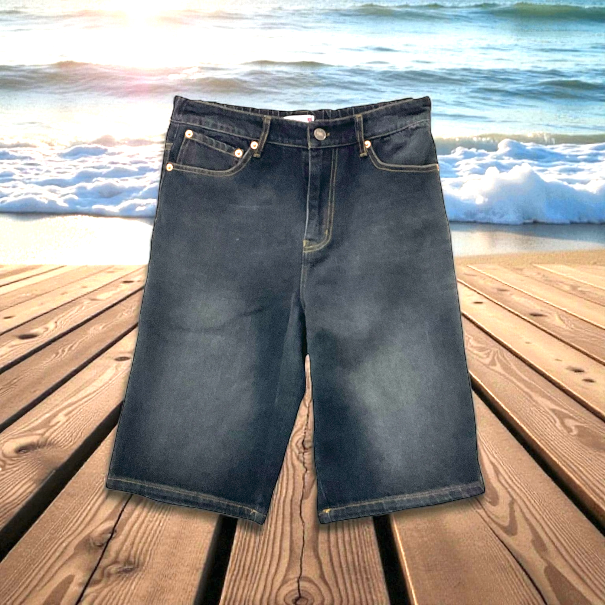 Patch Women Elastic Waist Denim Pants