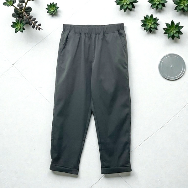 Patch Women Elastic Waist Light weight Ankle-Length Solid Pants