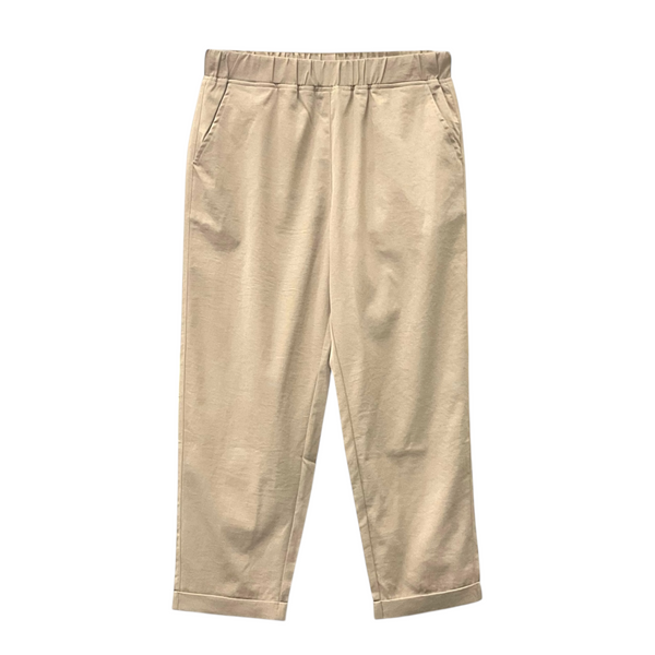 Patch Women Elastic Waist Light weight Ankle-Length Solid Pants