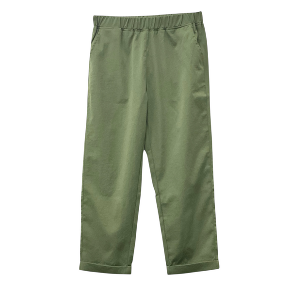 Patch Women Elastic Waist Light weight Ankle-Length Solid Pants