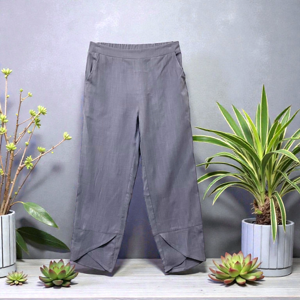 Patch Women Casual Elastic Waist Cotton Linen Pants