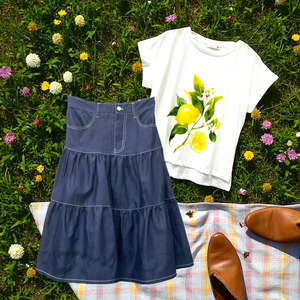 Patch Women High Waist Denim Skirt