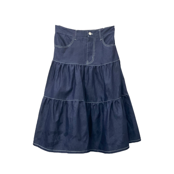 Patch Women High Waist Denim Skirt