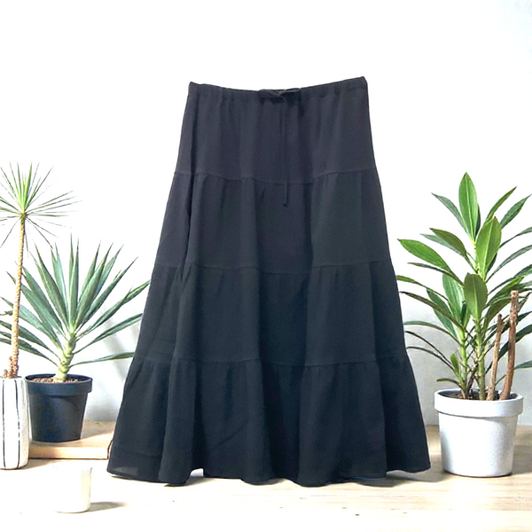 Patch Women Elastic High Waist Long Skirt