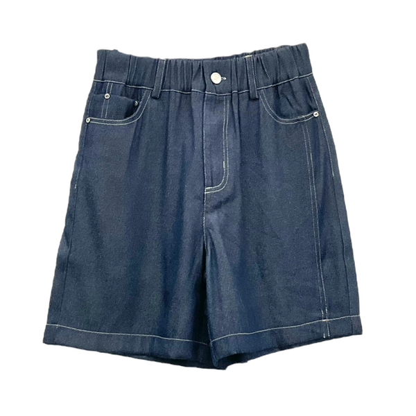 Patch Women's Denim Short Elastic Waist With Pockets