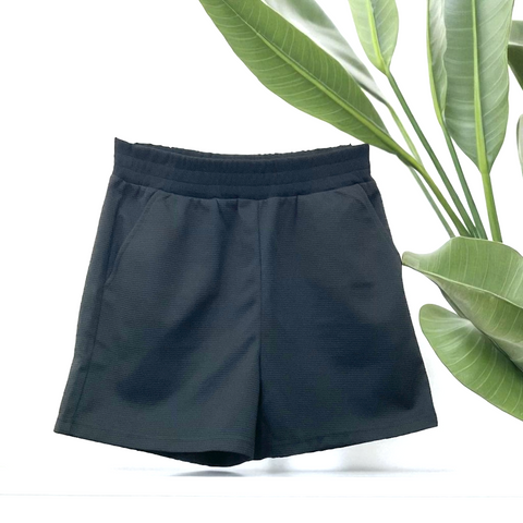 Patch Women Casual Cotton Easy Shorts Waffle Fabric