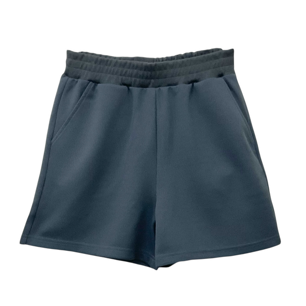 Patch Women Casual Cotton Easy Shorts Waffle Fabric