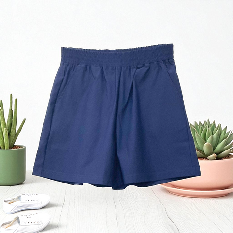 Patch Women Casual Short Elastic Waist With Pockets