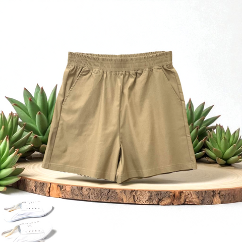 Patch Women Casual Short Elastic Waist With Pockets