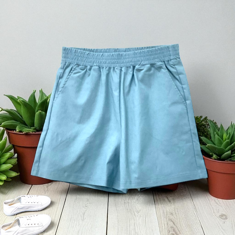 Patch Women Casual Short Elastic Waist With Pockets