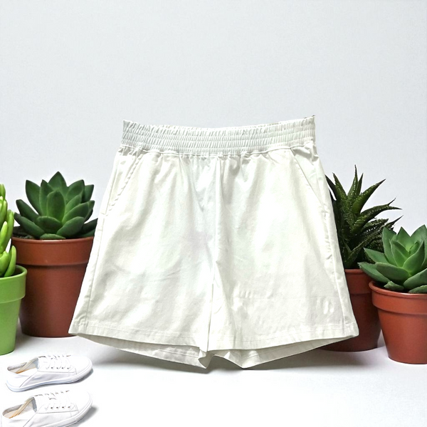Patch Women Casual Short Elastic Waist With Pockets