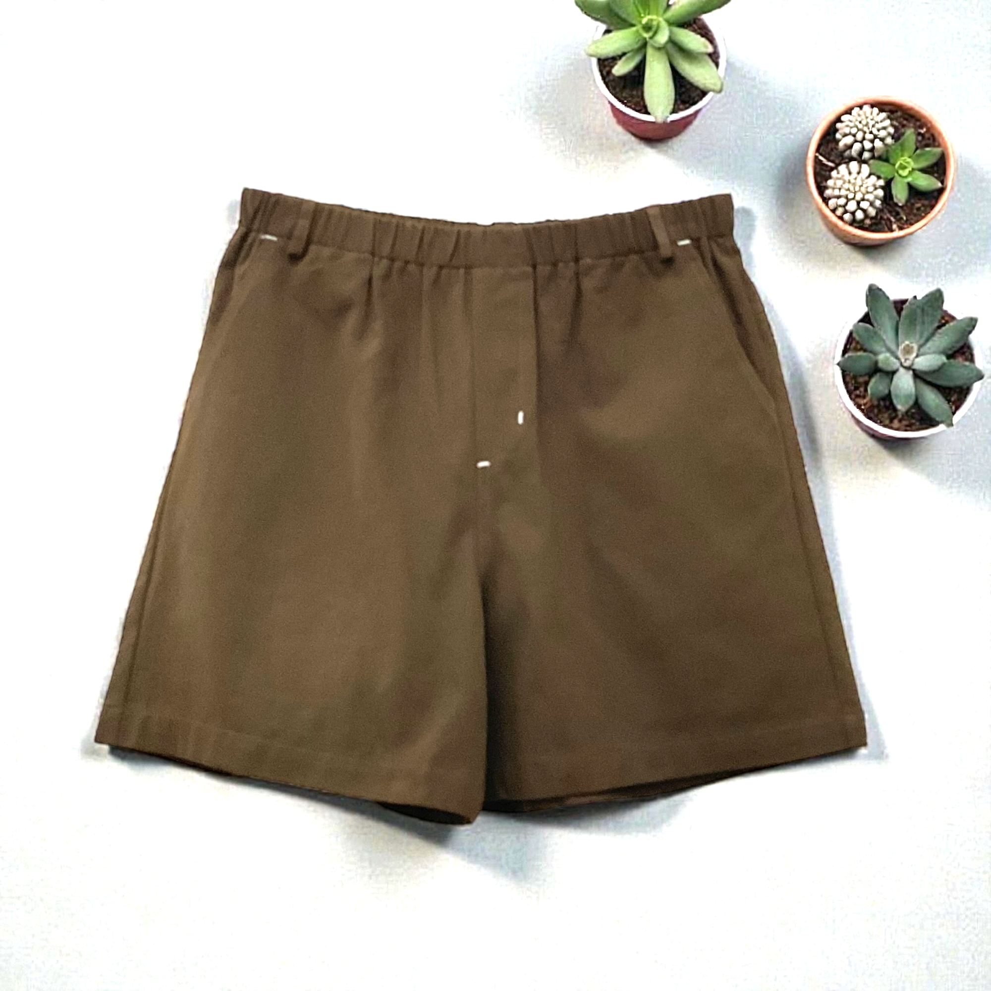 Patch Women Casual Short Elastic Waist With Pockets