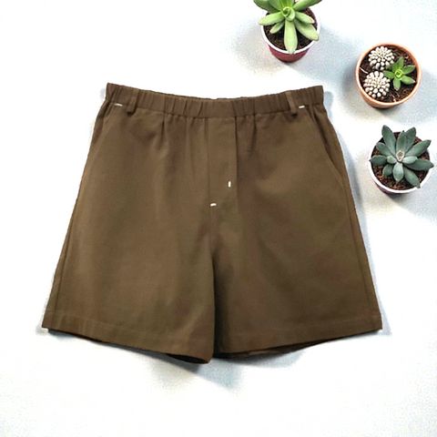 Patch Women Casual Short Elastic Waist With Pockets