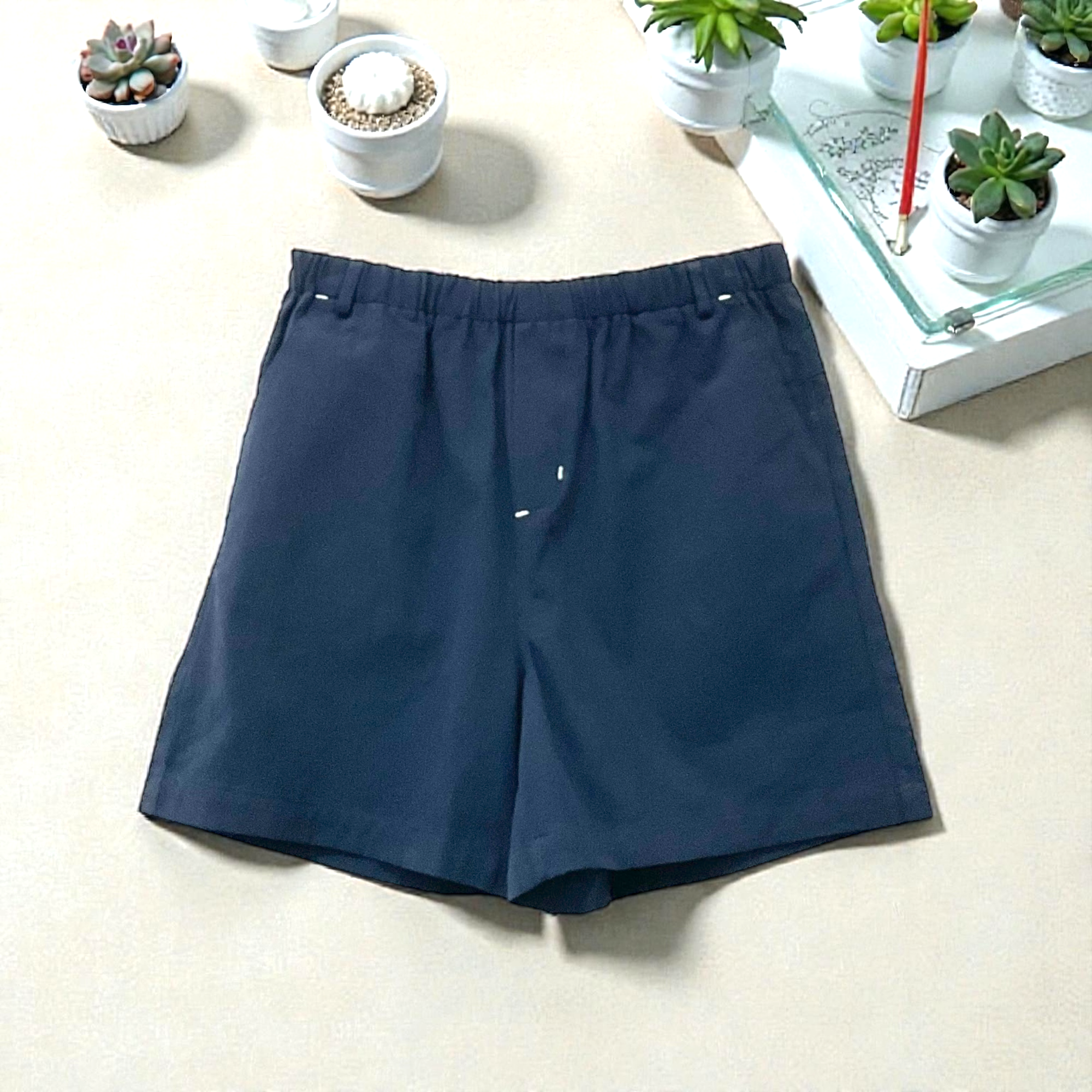 Patch Women Casual Short Elastic Waist With Pockets