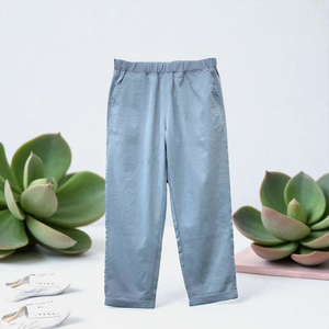 Patch Women Elastic Waist Light weight Ankle-Length Solid Pants